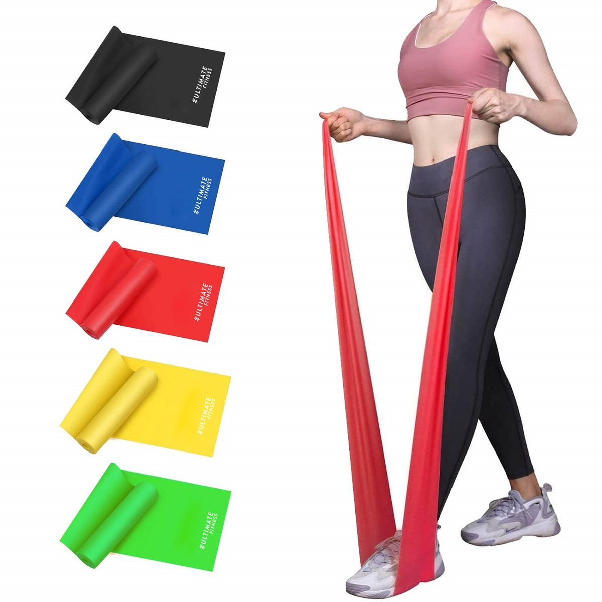 ULTIMATE FITNESS - 5 BANDAS ELÁSTICAS + MANCUERNAS NEO 2 KG + PESAS T/M 0.5 KG