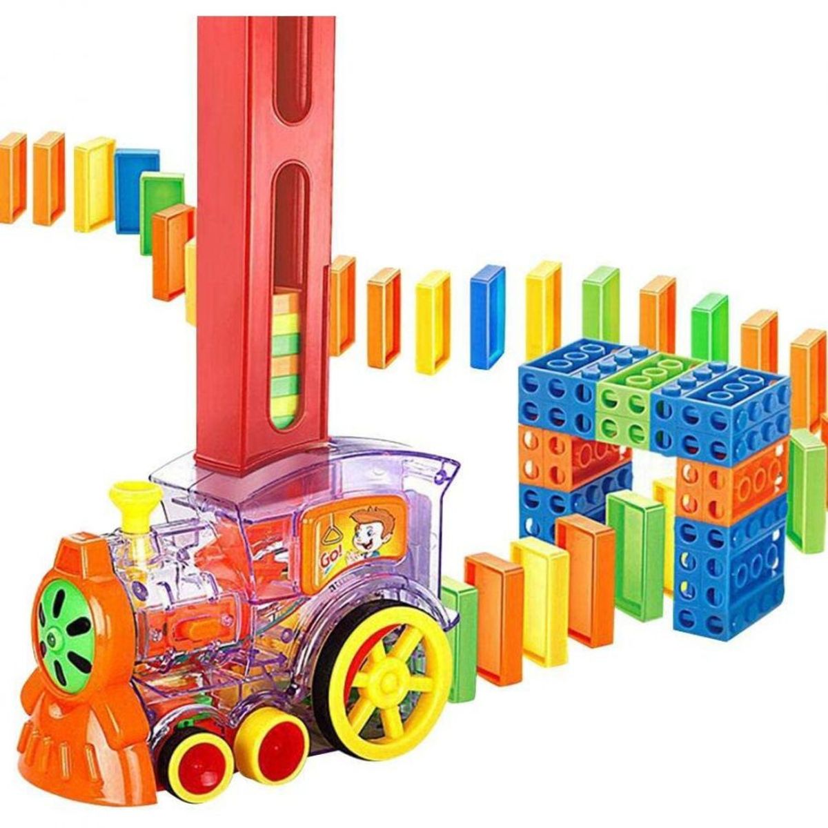 GENERICO - Tren Dominó Para Niños Juego De Bloques De Construcción