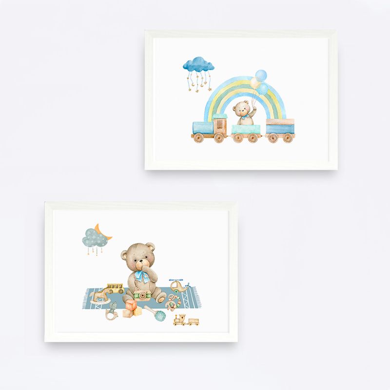 DECORACION PAJARITO - Set cuadros infantiles vintage osos jugando