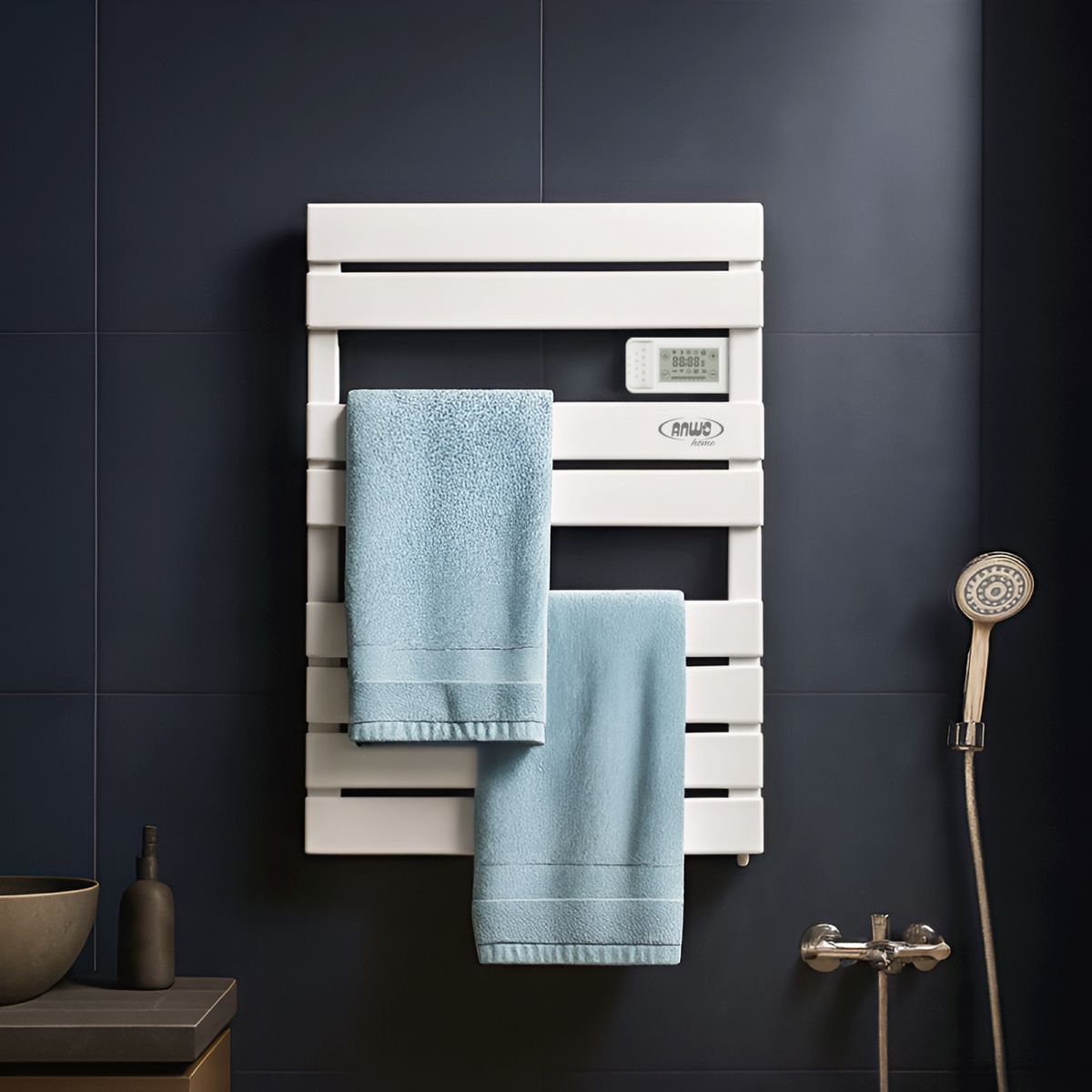 ANWO - Secador de Toallas Electrico Plano Blanco de 500W Con Wifi Anwo
