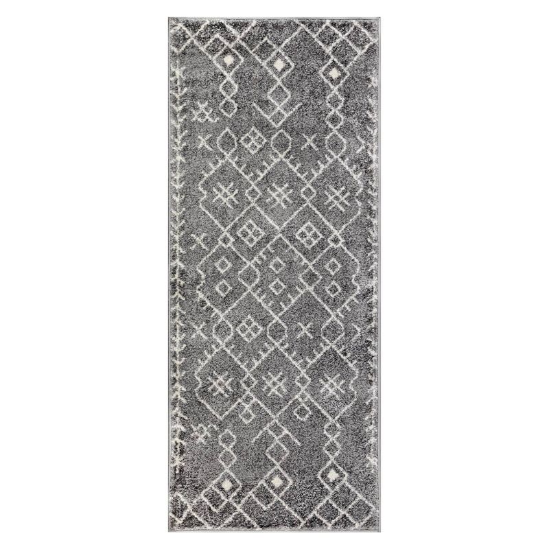 MODA ALFOMBRAS - Bajada de cama florida gris 50 x 120 cm