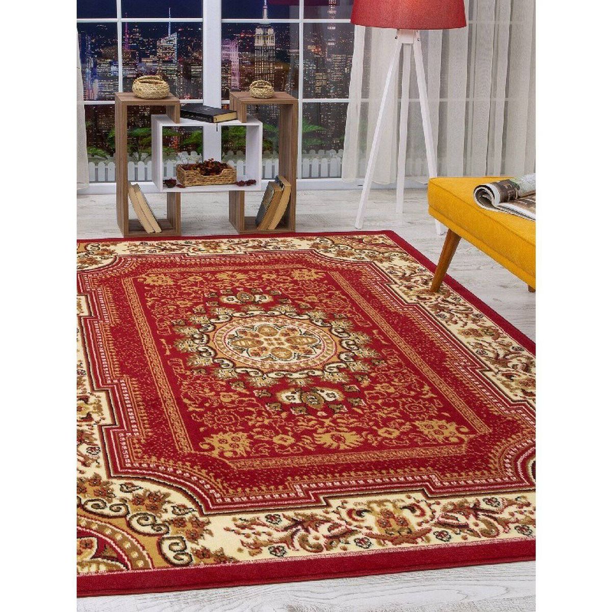 MODA ALFOMBRAS - Alfombra kashan king roja 123 cm x 185 cm