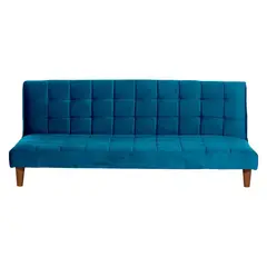 LATAM HOME - Futón Sofá Cama Turin Tela Velvet Azul Petroleo
