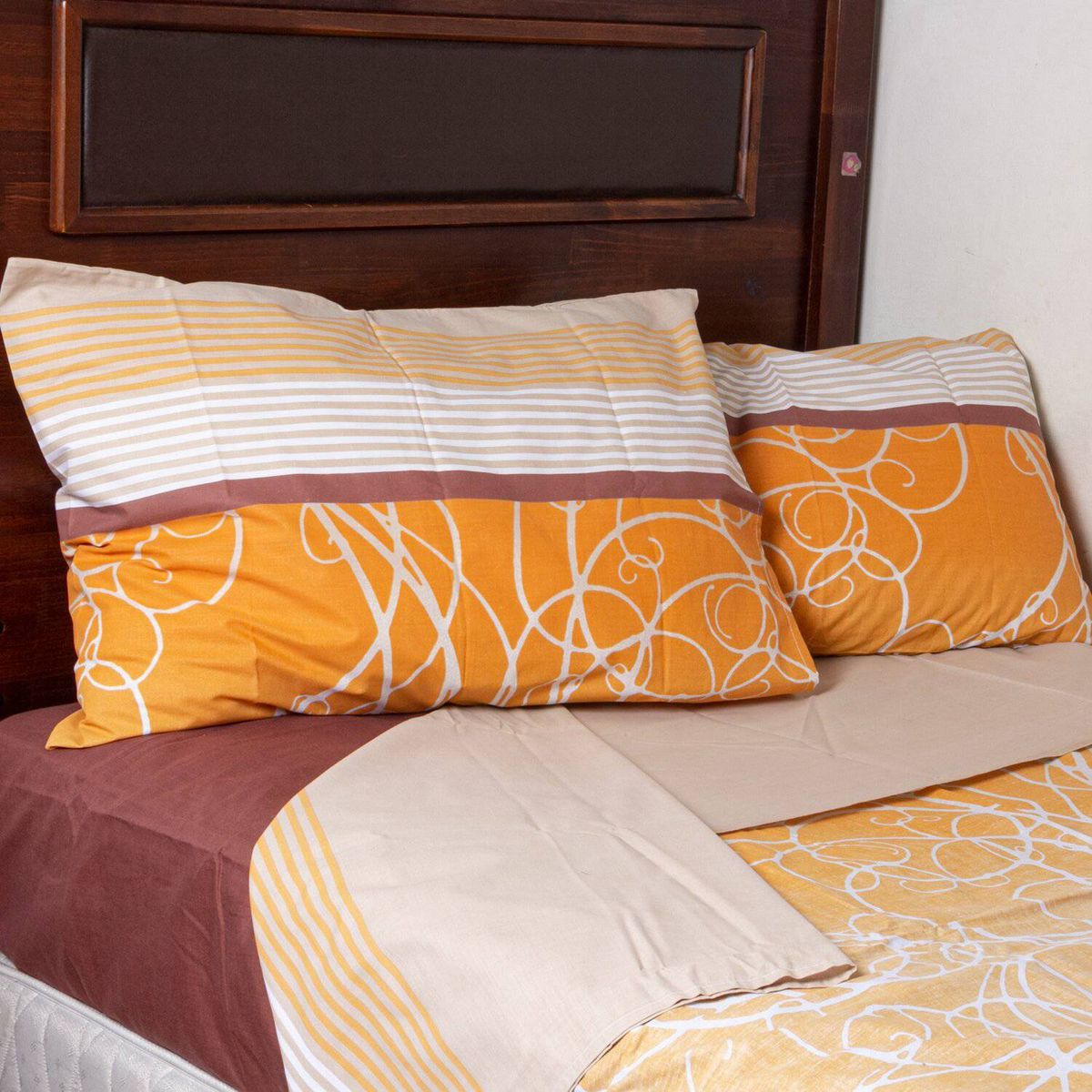 MASEL - Set jgo sabanas 2PL  y 2 almohadas eco chocolate