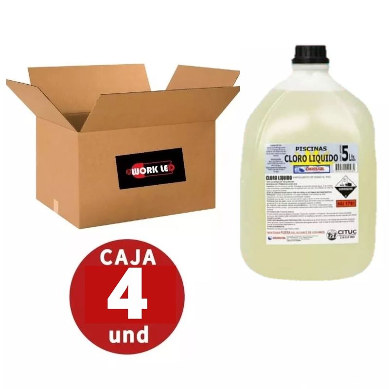 GENERICO - Cloro Líquido Para Piscinas Bidon 5lts Dideval Caja 4 Und