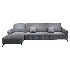 MODA ALFOMBRAS - Funda para sofa forma en l gris líneas