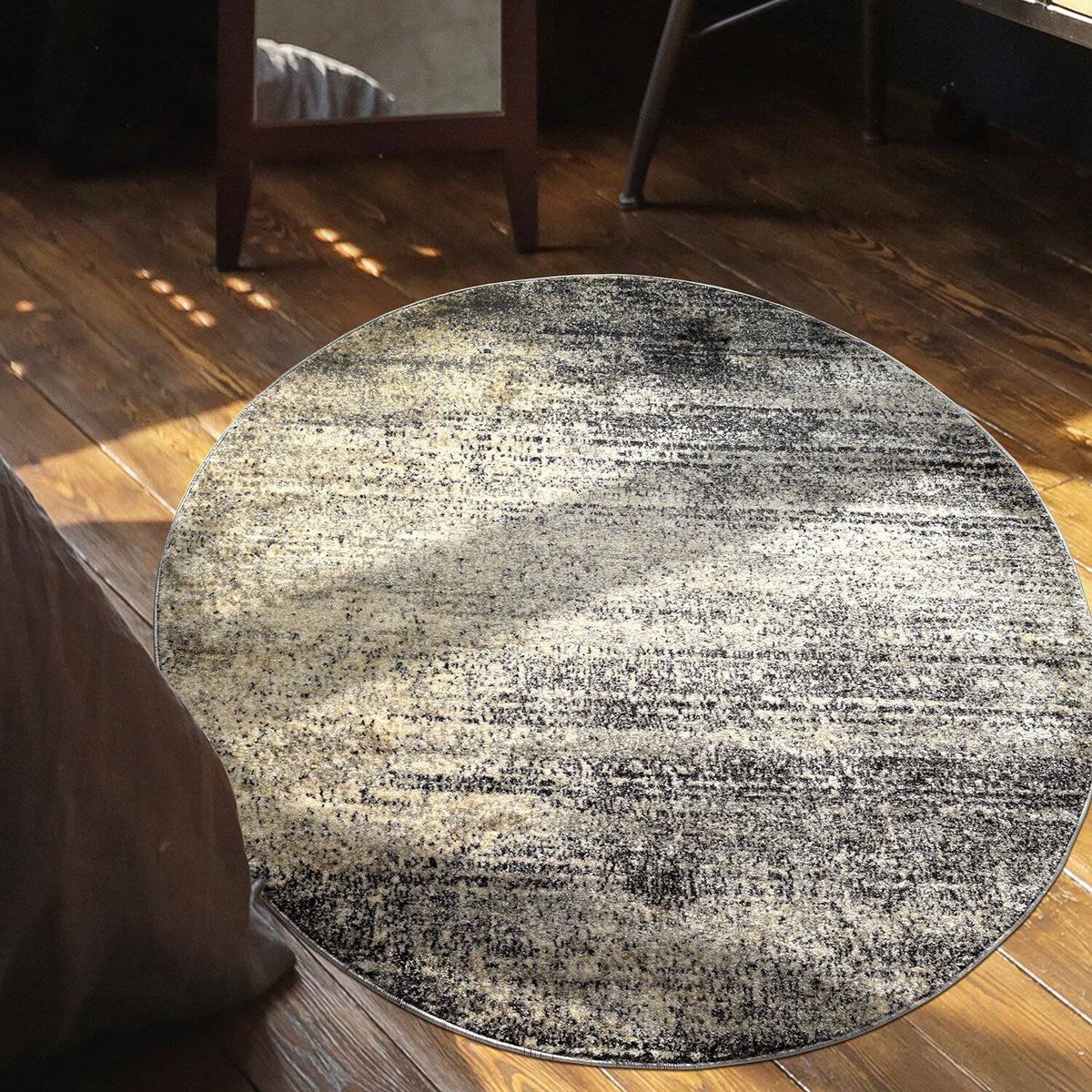 MODA ALFOMBRAS - Alfombra redonda florida gris 160 x 160 cm