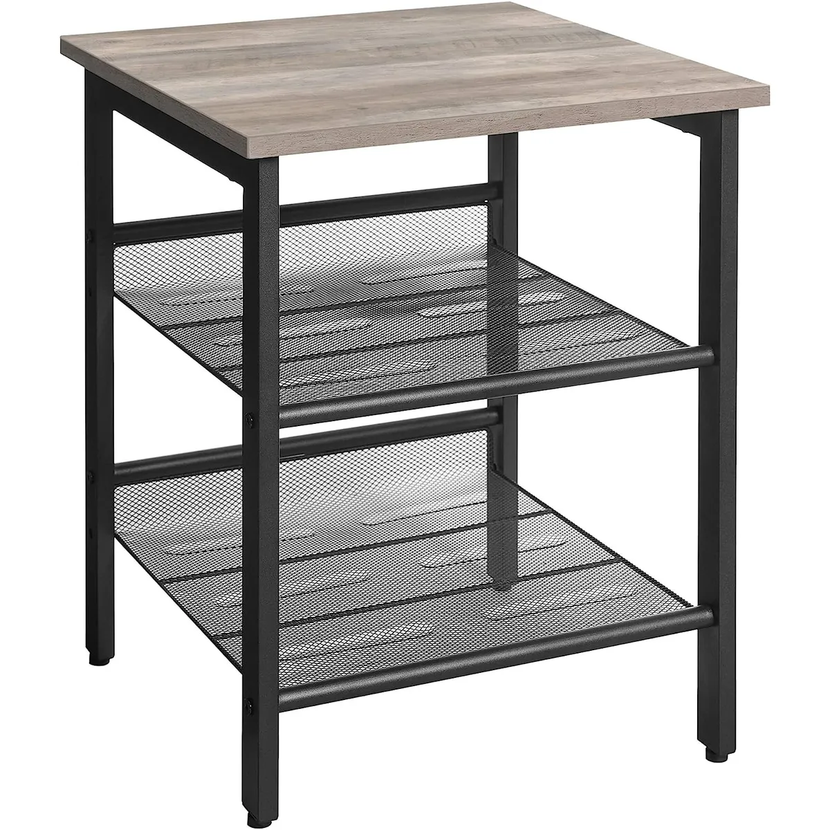 VASAGLE - Mesa Lateral doble estante gris regulable