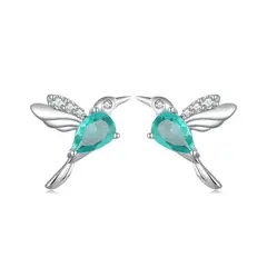 GENERICO - Aros colibrí verde plata 925 mujer joya juvenil