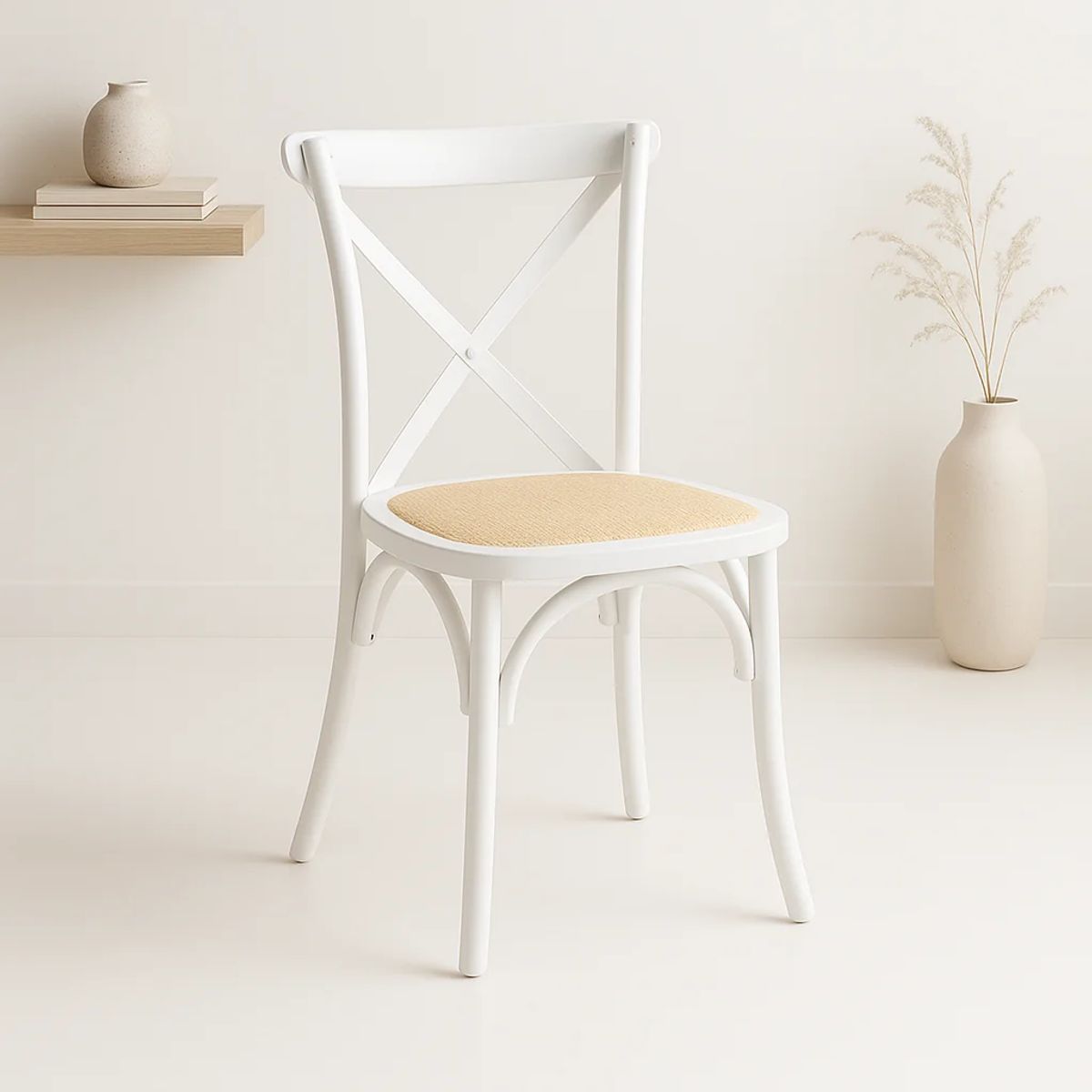 KLIK - Silla Crossback Madera Rattan - Blanca