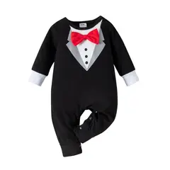 ANGO - Enterito Gentleman Negro Corbatín Rojo