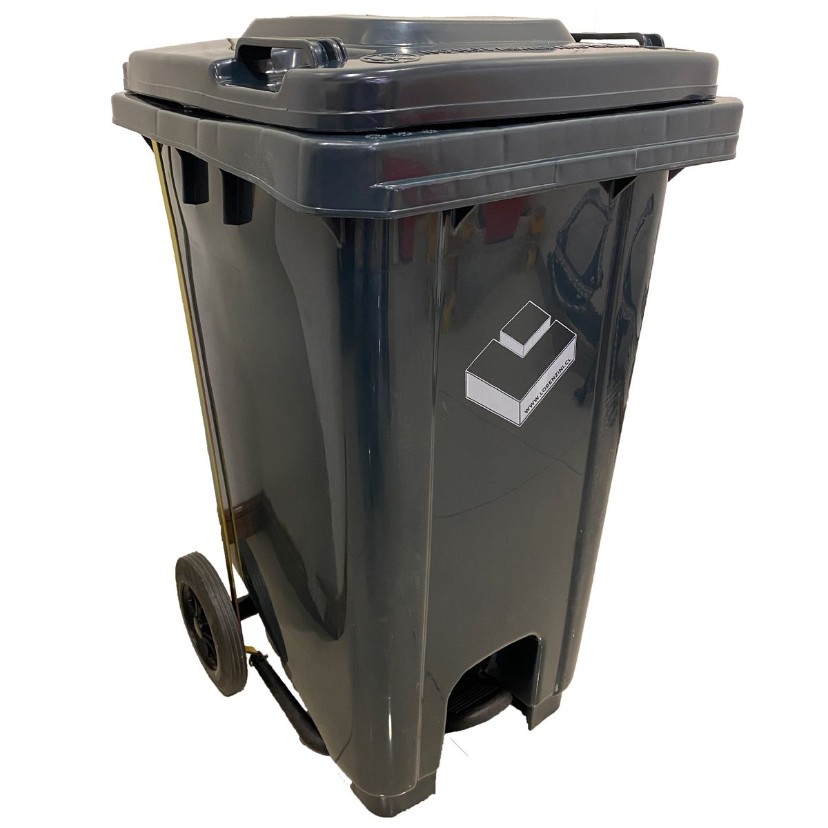 LORENZINI - Contenedor Basurero 100 Litros Gris con ruedas y pedal