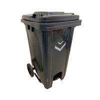 Contenedor Basurero 100 Litros Gris con ruedas y pedal