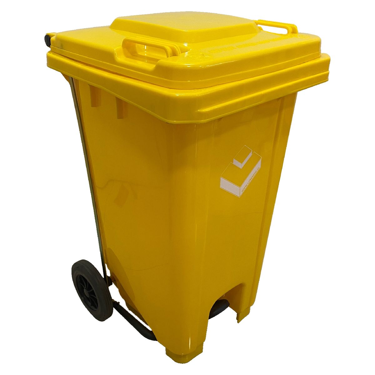LORENZINI - Contenedor Basurero 100 Litros Amarillo con ruedas y pedal