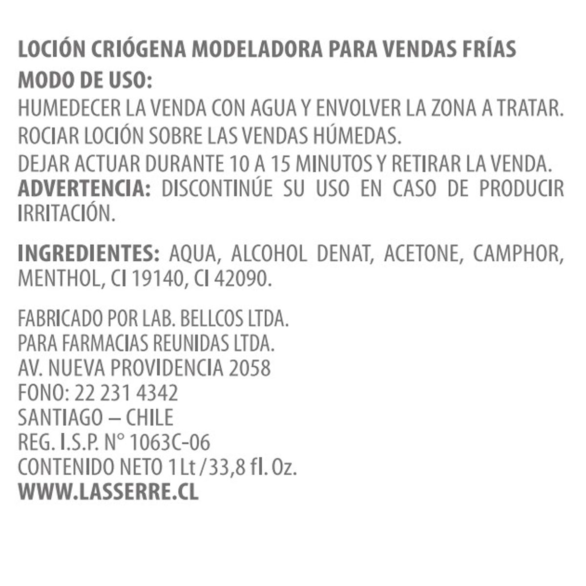 LASSERRE COSMETIQUE - Loción Criógena Modeladora 1 lt Lasserre Cosmétique