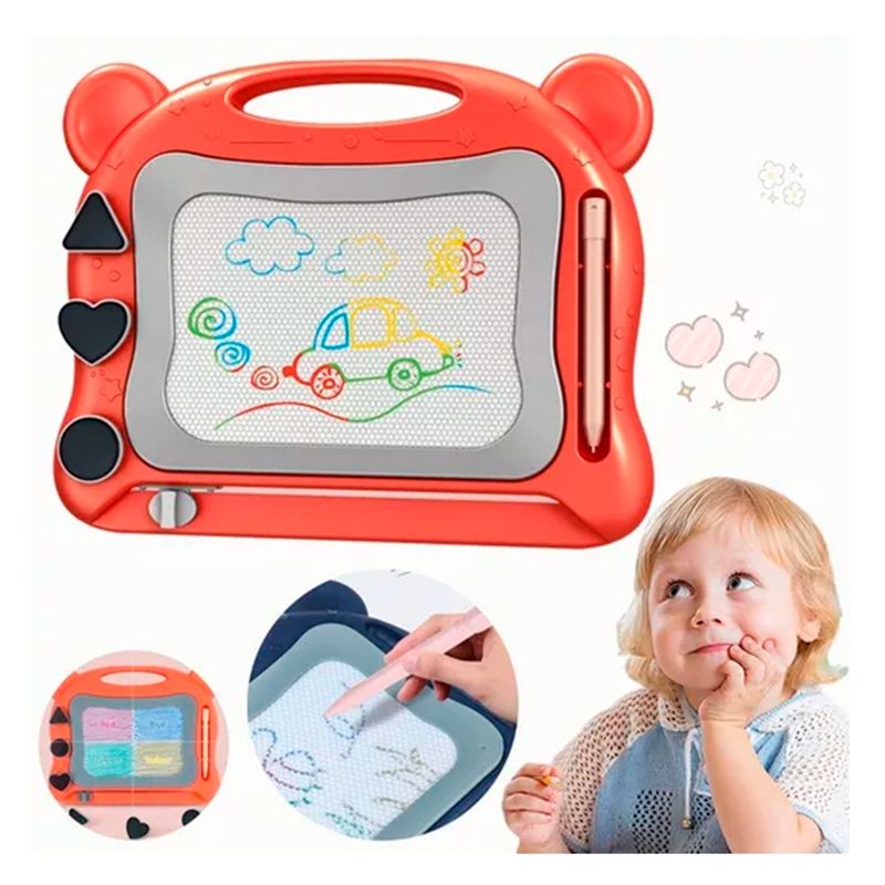 GENERICO - Pizarra Magica Magnética Borrable Para Niños Rojo