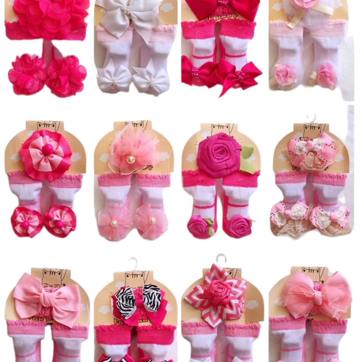 AGW - Pack 3 Set Calcetin + Cintillo Bebe Niña