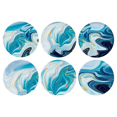 Imagen 2 del producto Set 6 Posavasos De Cerámica Con Soporte Dorado - Diseño Marino