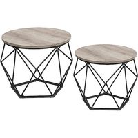 Set Mesa De Centro Base Hexagonal Gris