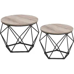 VASAGLE - Set Mesa De Centro Base Hexagonal Gris