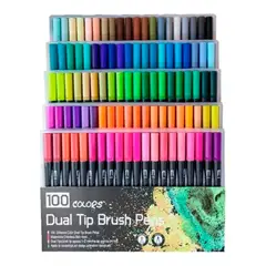 OFERTABKN - 100 Marcadores De Doble Punta Tipo Pincel Colores