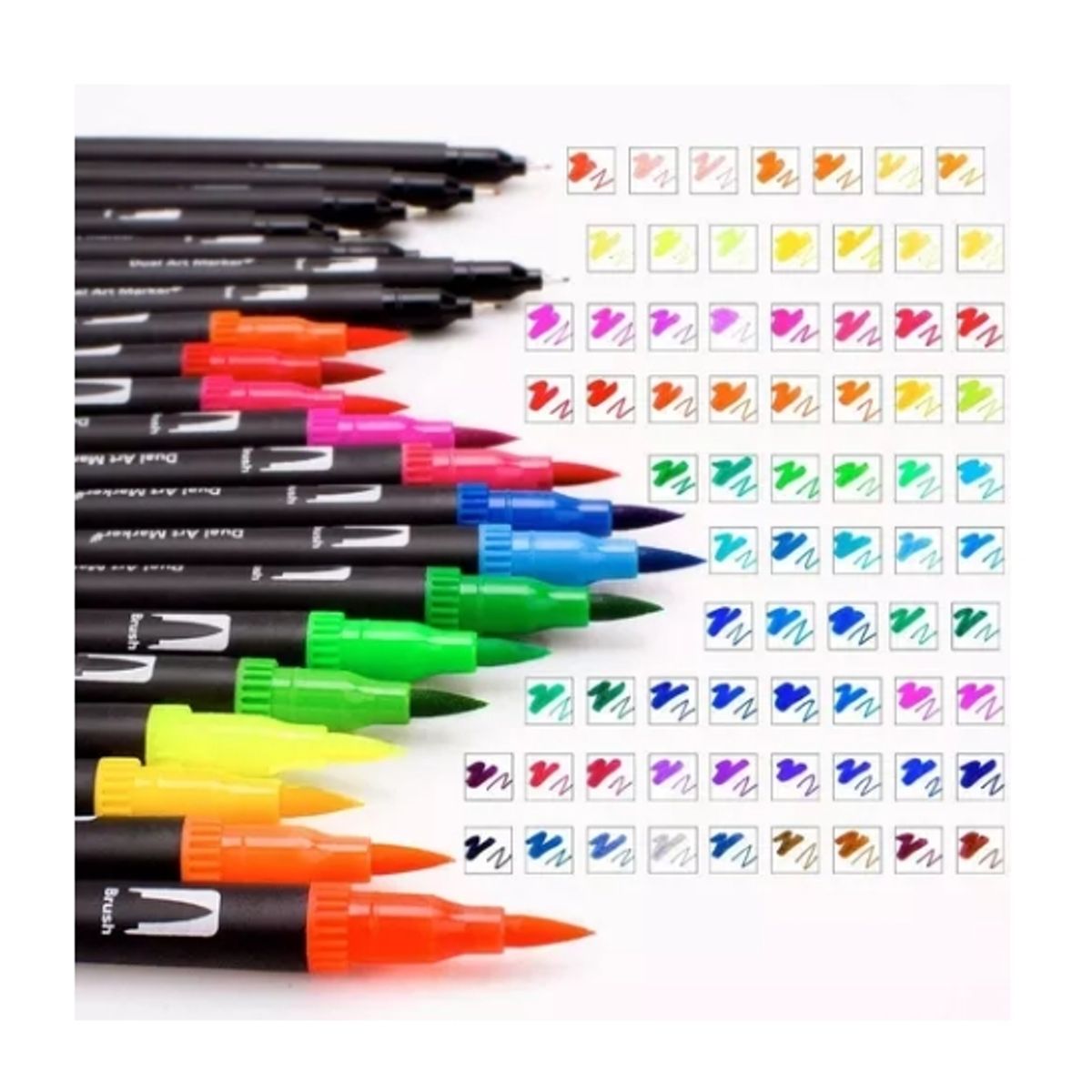 OFERTABKN - 72 Marcadores De Doble Punta Tipo Pincel Colores