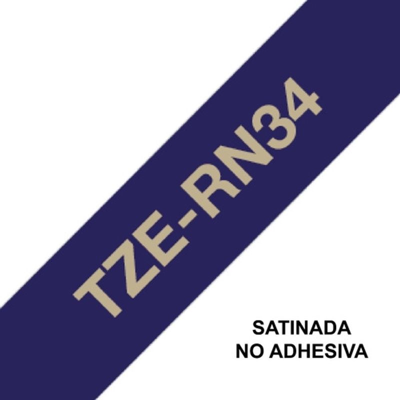 BROTHER - Cinta Brother Tzern34 Satinada Dorado Sobre Azul 12mm X 4mts