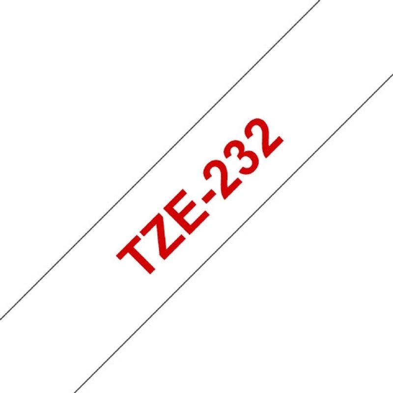 BROTHER - Cinta Brother Tze232 Rojo Sobre Blanco 12mm X 8mts