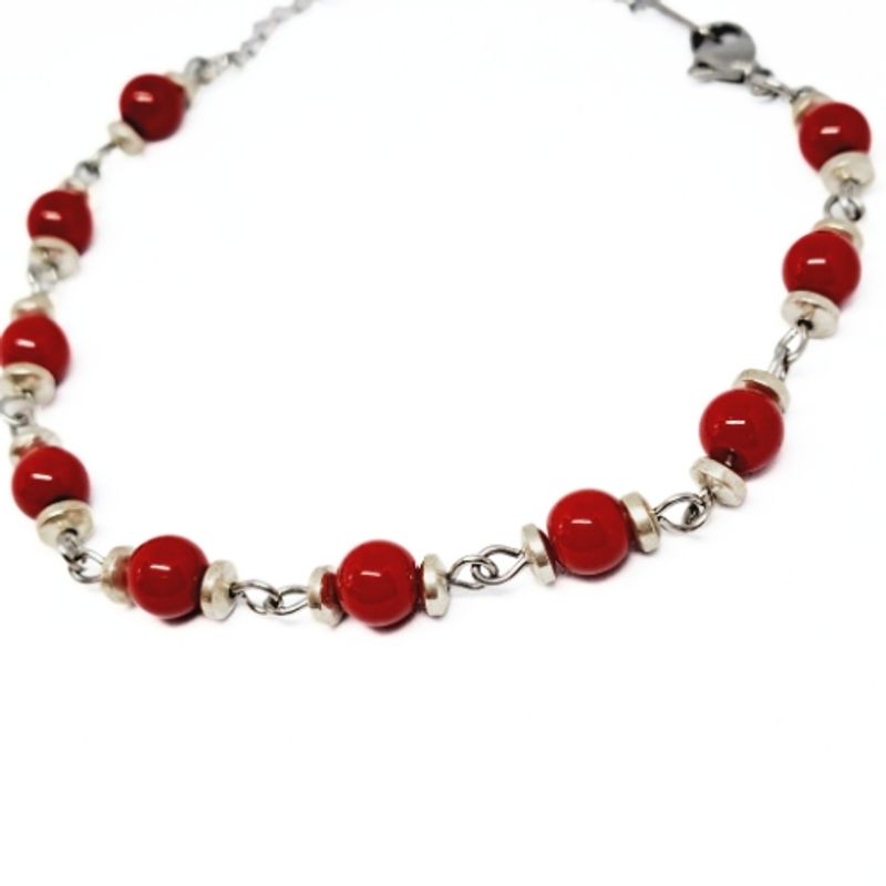 GENERICO - Pulsera de Jade Rojo con hematitas