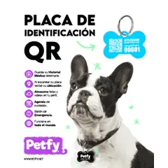 PETFY - Placa ID Hueso Celeste