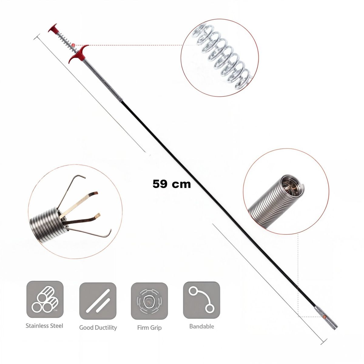 GENERICO - destapador de wc manual sopapo destapador cañerias 59 CM