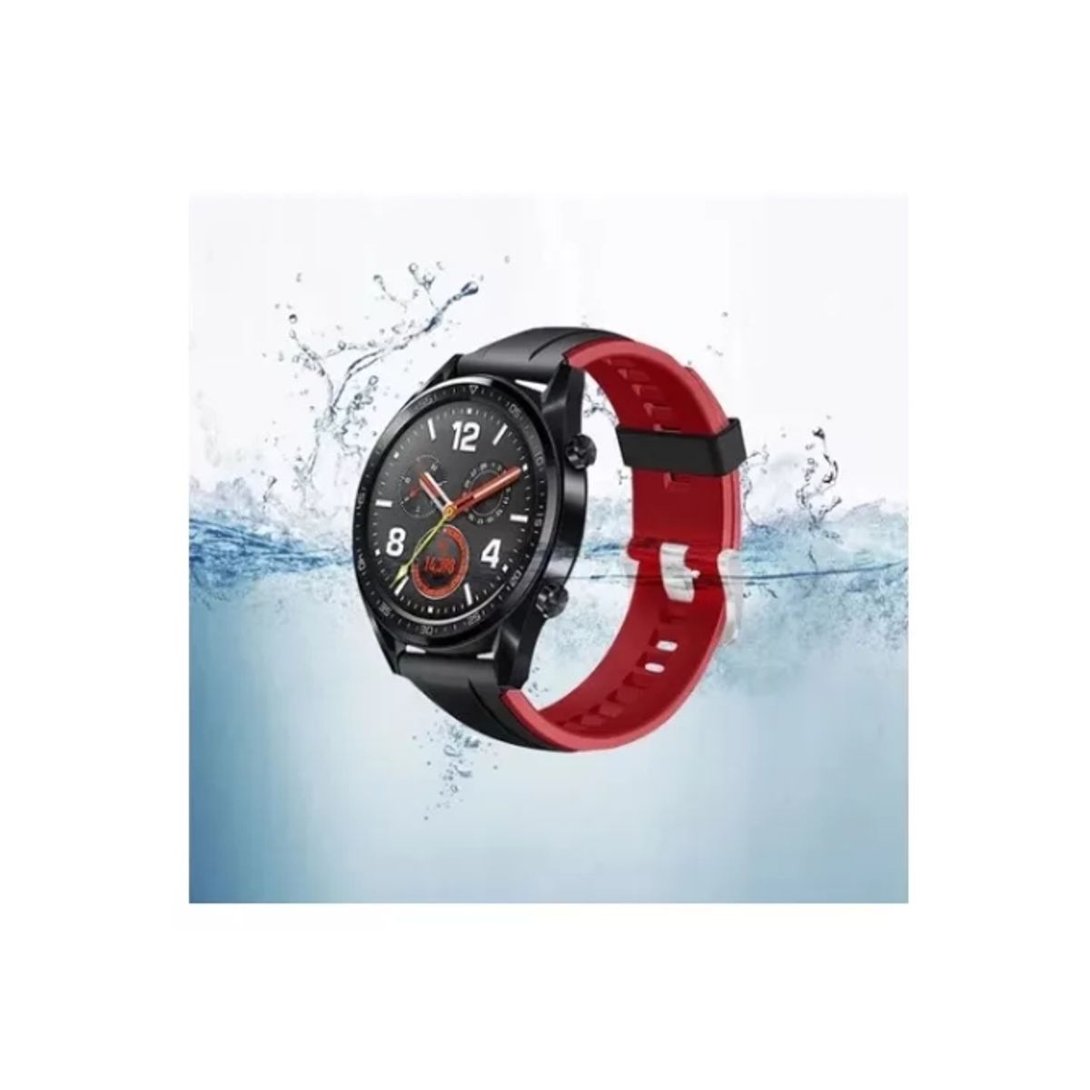 GENERICO - Correa Silicona Para Smartwatch De 46mm Bicolor -22mm-NEGRO ROJO