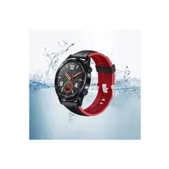 GENERICO - Correa Silicona Para Smartwatch De 46mm Bicolor -22mm-NEGRO ROJO