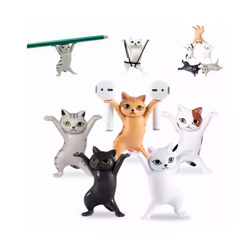 GENERICO - Set 5 Figuras Gato Porta Lápices Y Audífonos
