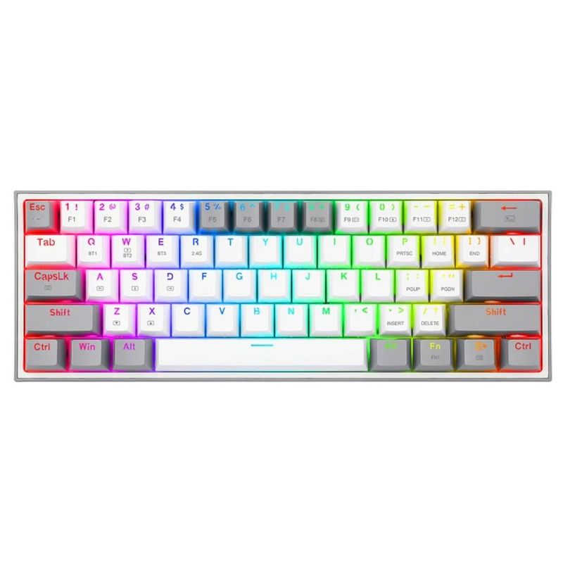 REDRAGON - Teclado Redragon Fizz Pro K616 Blanco y Gris RGB Wired Wireless Sw Red Blanco y Gris