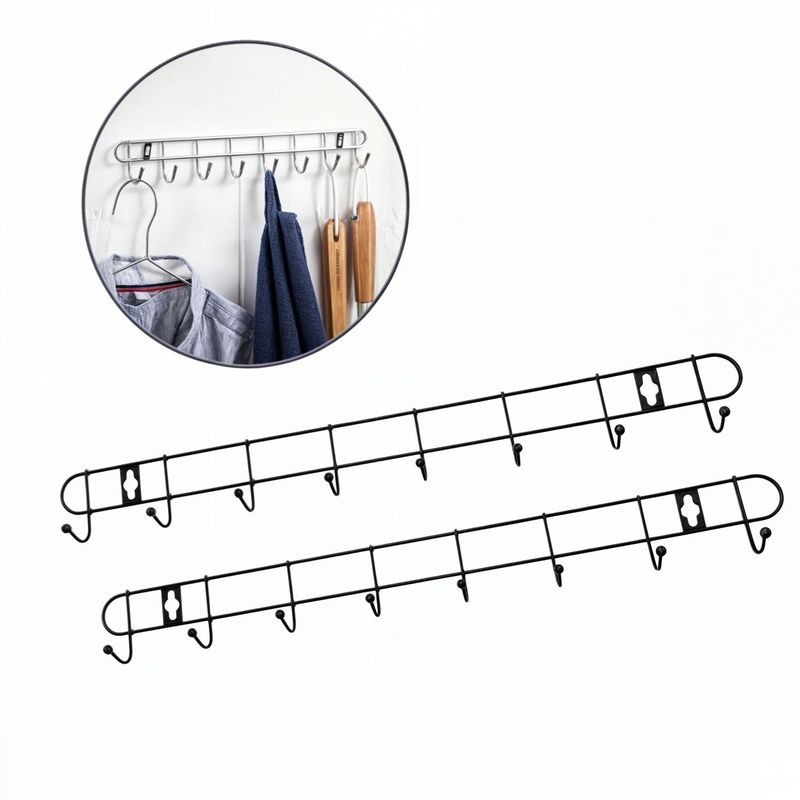 GENERICO - 2 colgador perchero aluminio de pared para toalla ropa