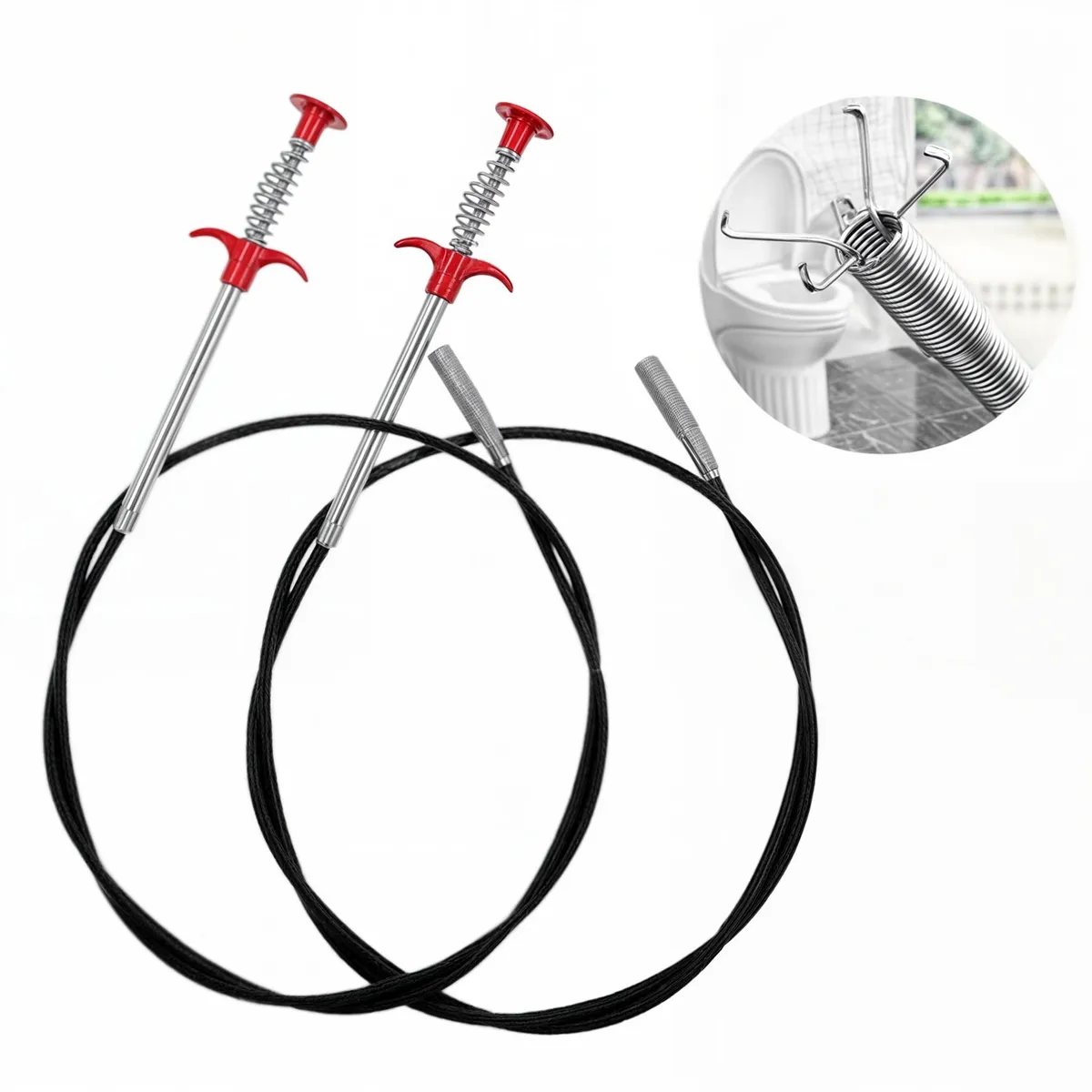 GENERICO - x2 destapador de wc manual sopapo destapador cañerias 59 CM