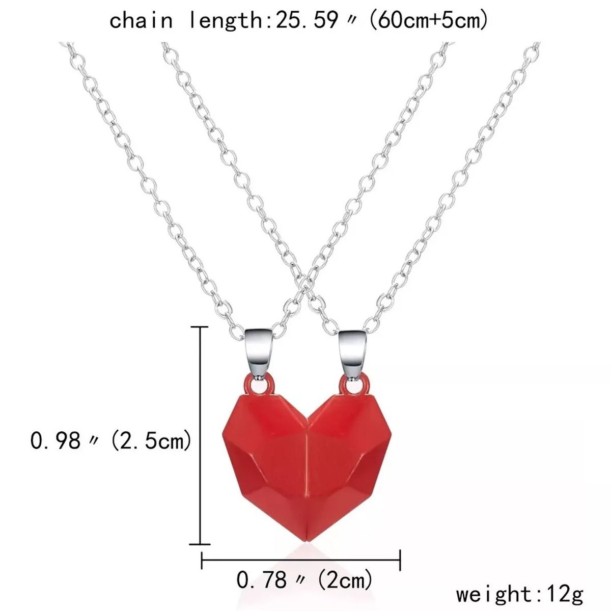 GENERICO - Collares de Pareja Corazón rojo Iman Regalo Amor San Valentín Navidad