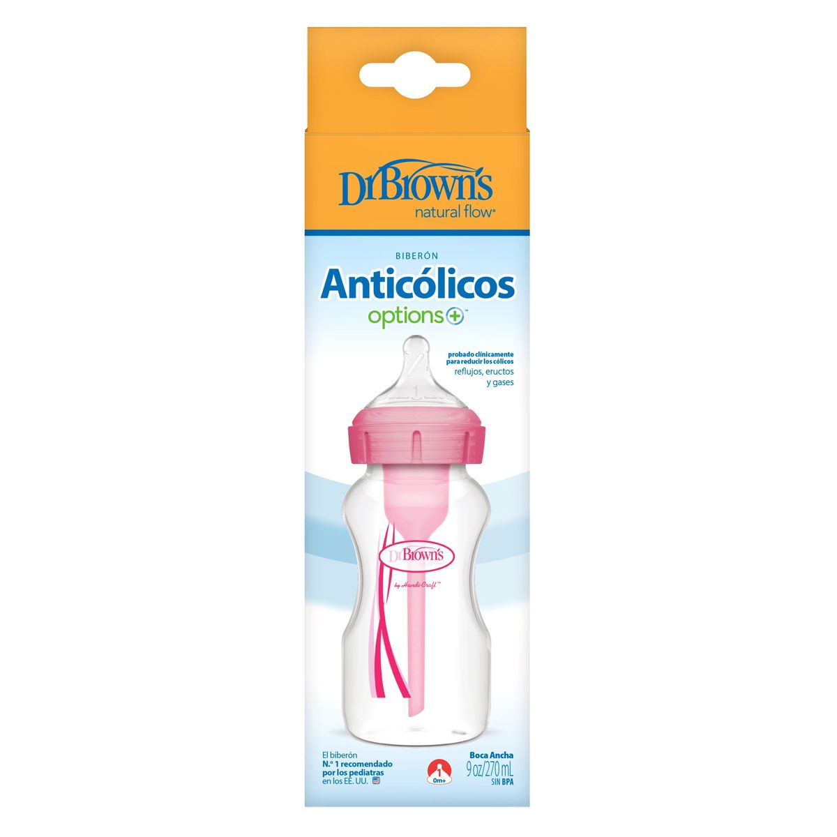 DR BROWNS - Mamadera Boca Ancha Dr Brown´s Options+ 270ml 9oz Rosa