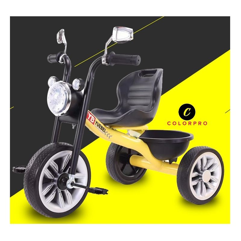 GENERICO - triciclo infantil metálico moto style con luces y sonidos yellow