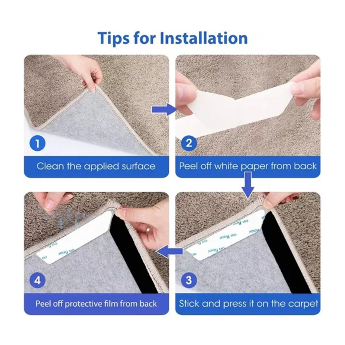 GENERICO - Set16 Antideslizantes Adhesivos Reutilizables Para Alfombra