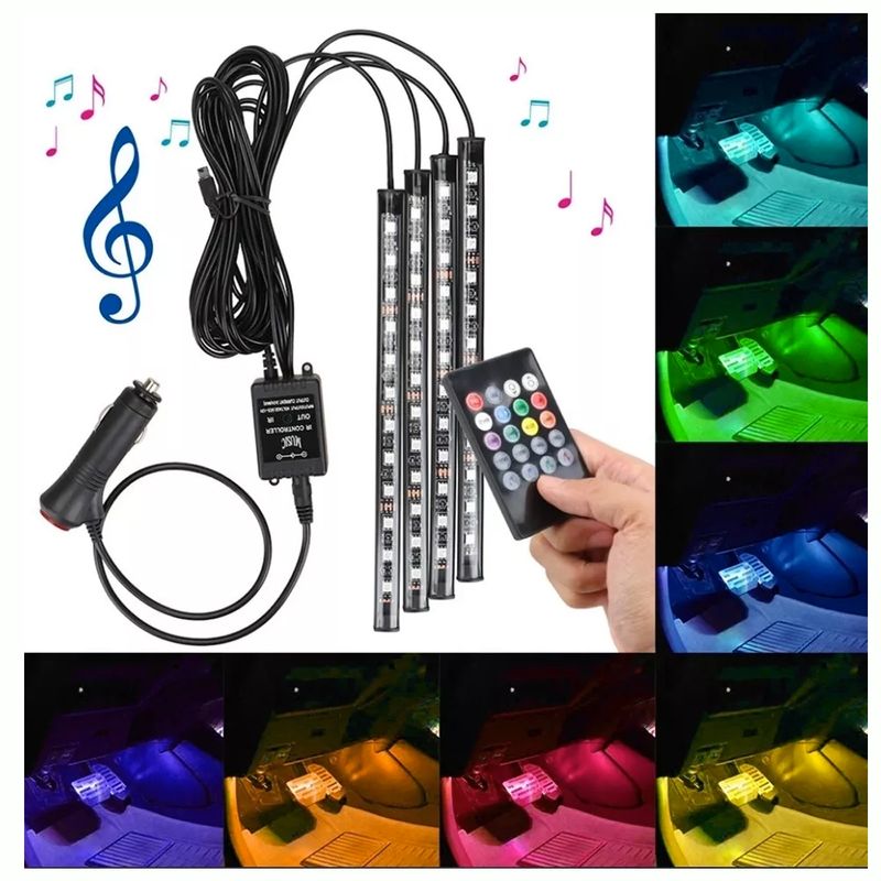 GENERICO - Tira Led Rgb Atmosfera 4 En 1 Luces Neón Auto Interior