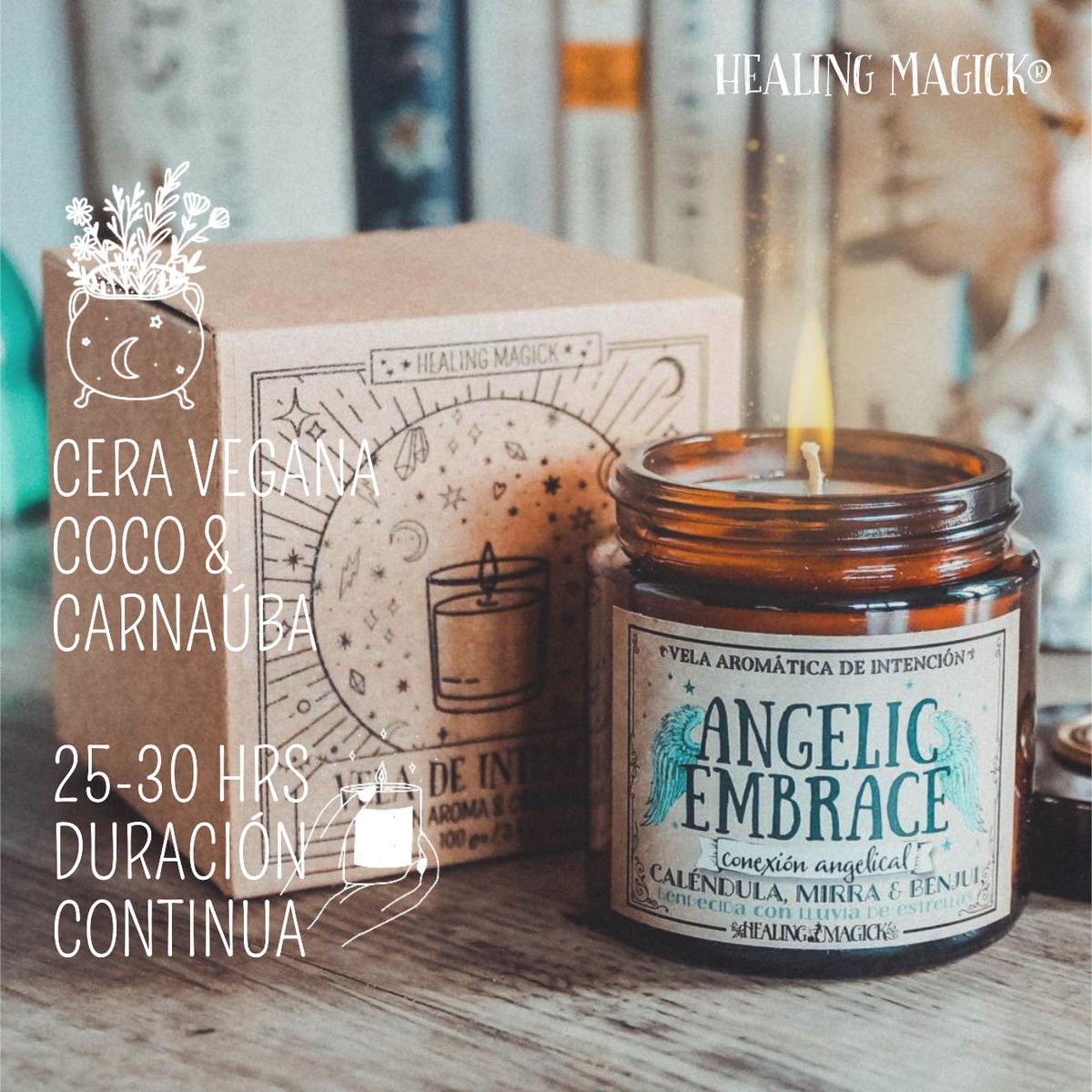 HEALING MAGICK - Abrazo Angélico Vela Aromática de Conexión Angelical