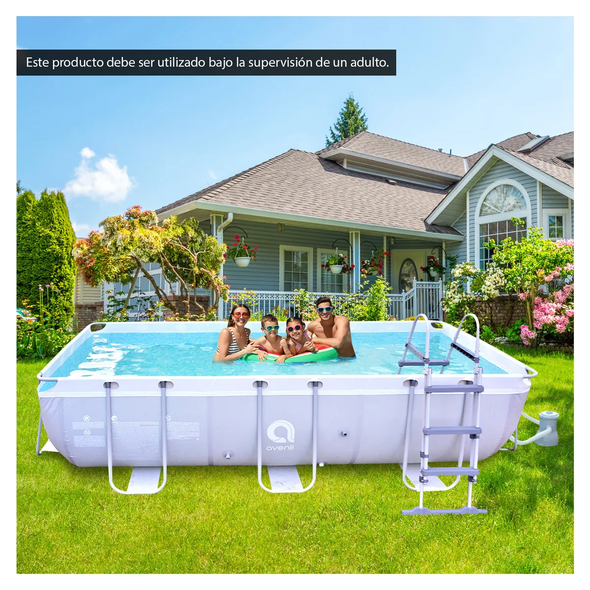 AVENLI - Piscina con Filtro 7020 L 99x200x400 cm Gris.