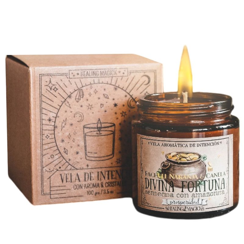 HEALING MAGICK - Divina Fortuna Vela Aromática para Rituales de Prosperidad