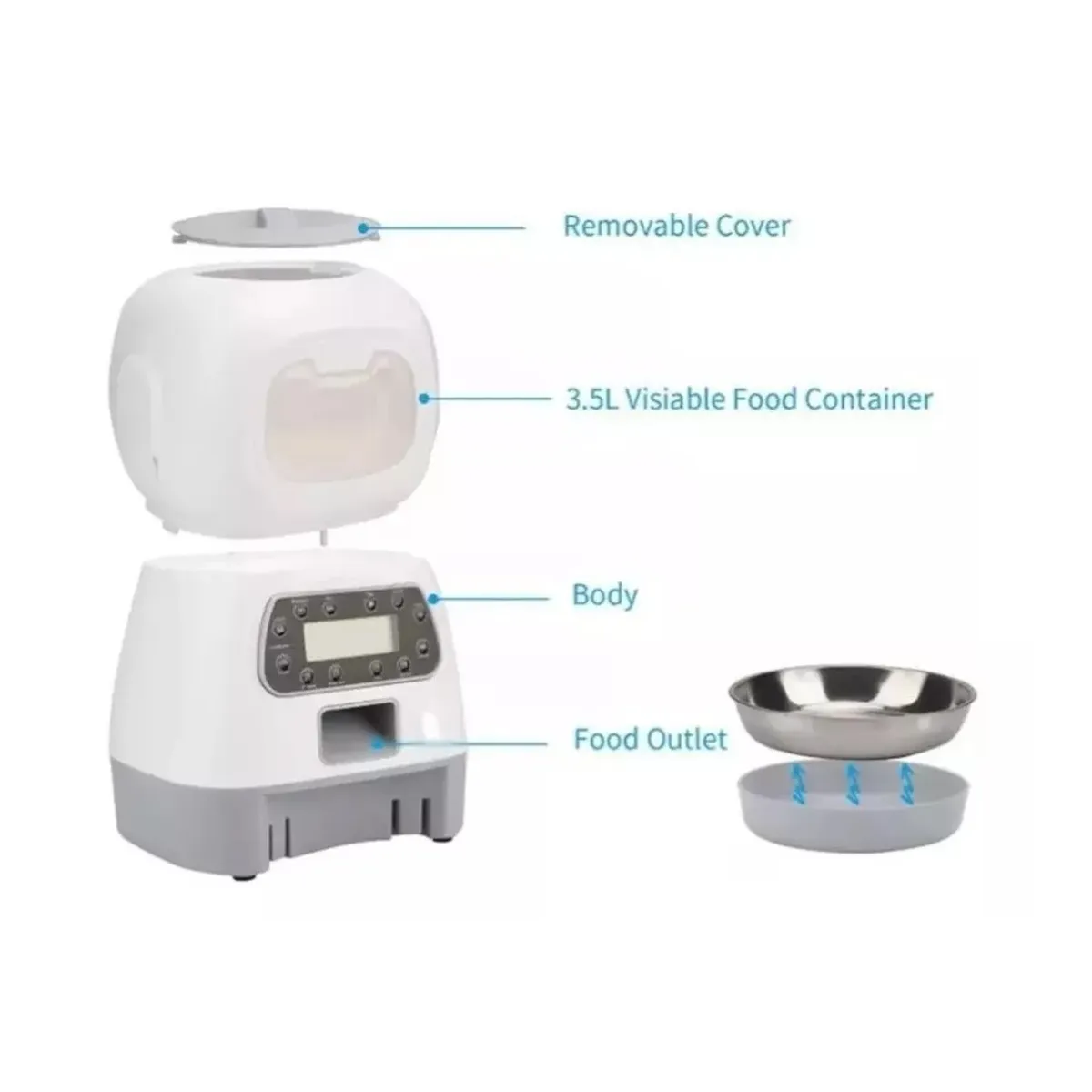 GENERICO - Dispensador Comedero Automatico Programable Comida Mascotas