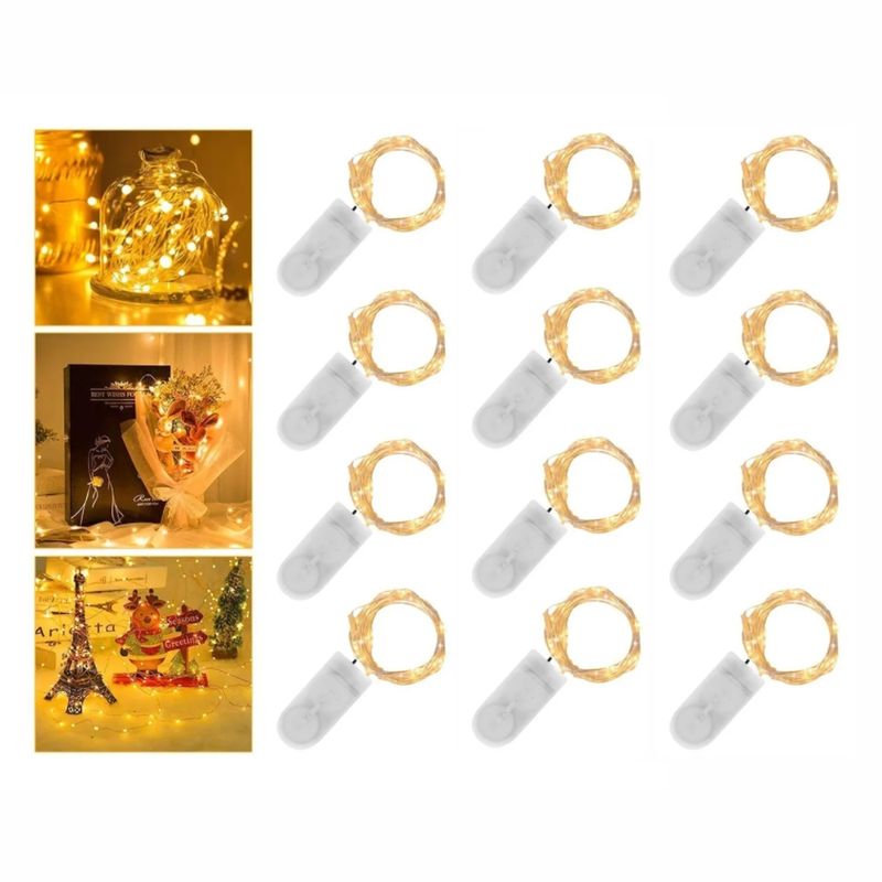 GENERICO - Guirnaldas Led 20 Luces Hadas 2 Metros Pilas Incluidas 12pk