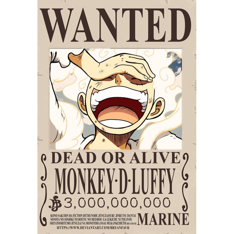GENERICO - Poster One Piece Recompensa Se Busca Monkey D Luffy Gear 5 28x42cm