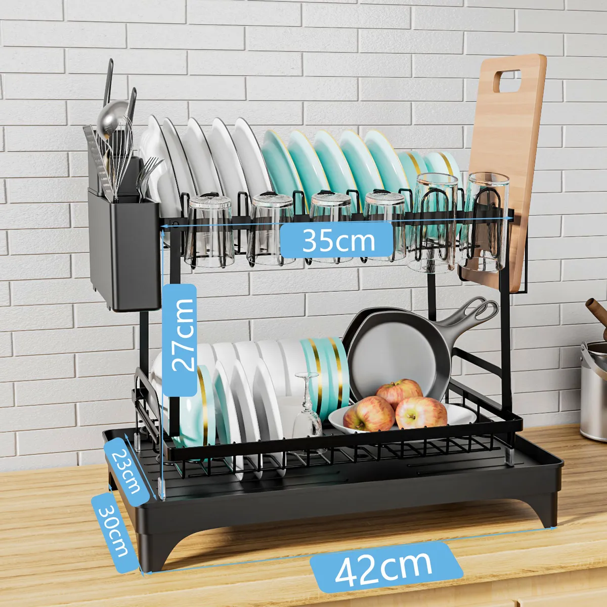 AIZO - Escurridor de Platos con Drenaje Automático de 2 Niveles