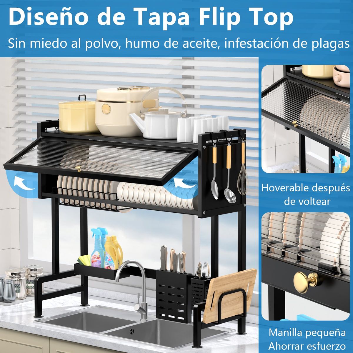 AIZO - Escurridor Secador Sobre Fregadero Con Puerta Antipolvo